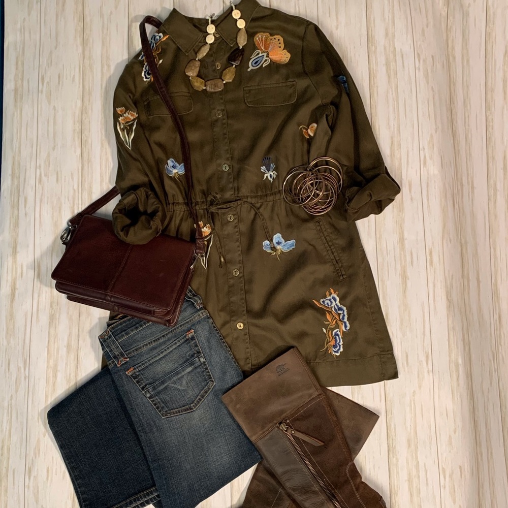 Chico’s belted tunic jacket